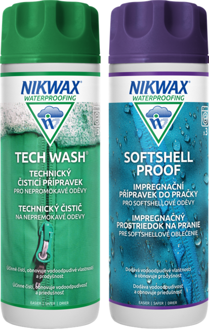 Nikwax Set di 2 pezzi di Twin Tech Wash / Softshell Proof Wash-In 300ml