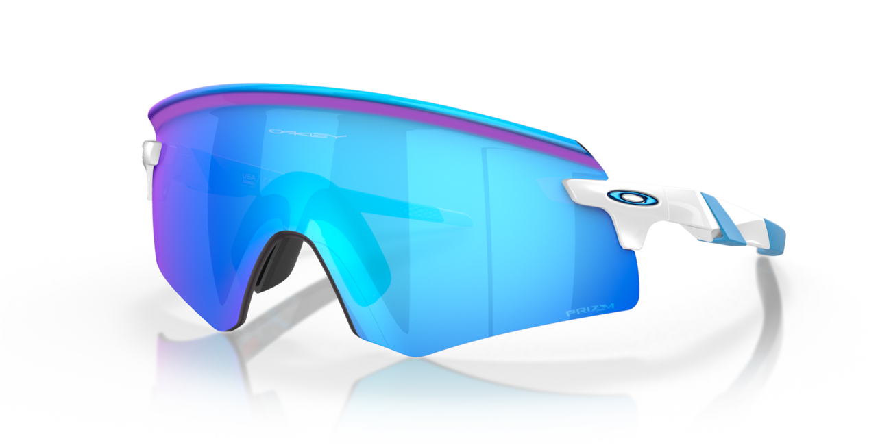 Oakley Encoder occhiali da sole con telaio Polished White e con le diapositive Prizm Sapphire