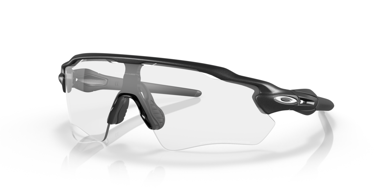 Oakley Radar Ev Path occhiali fotocromatici con telaio Steel e con le diapositive Clear 50% Black Irid Photo