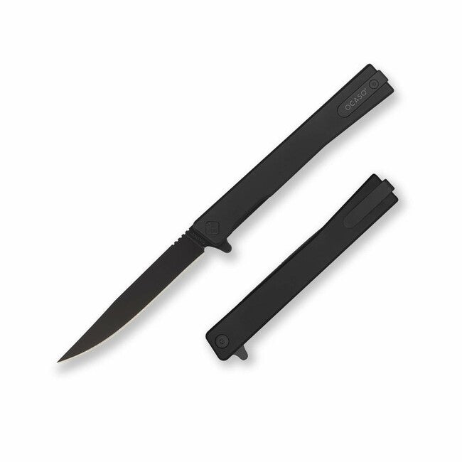 Ocaso Solstice coltello di chiusura titanio + nero / dritto