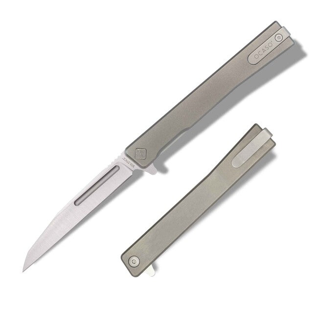 Ocaso Solstice coltello di chiusura Titanio + Satin / Wharncliffe