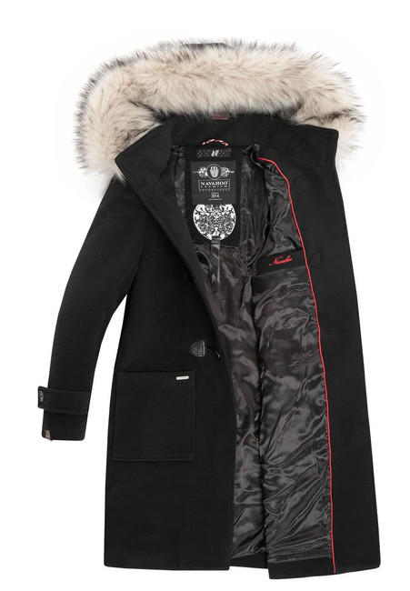 Navahoo Oksana cappotto invernale da donna con cappuccio, nero