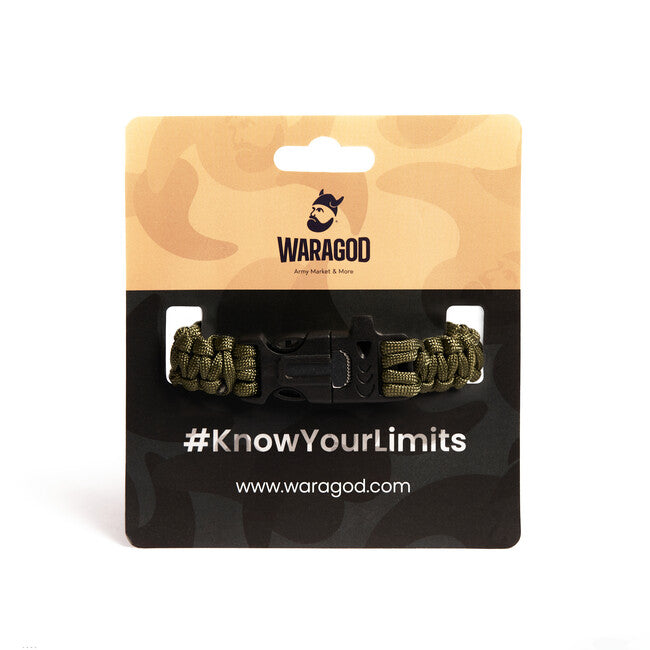 WARAGOD Bazin bracciale paracord con fischietto e pastello, verde