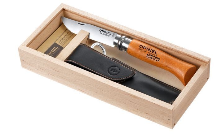 Opinel N08 coltello apribile in carbonio con fodero, 19 cm