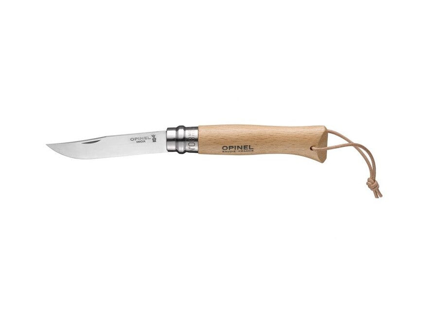 Opinel Vri coltello pieghevole con cordino in pelle N°08, marrone