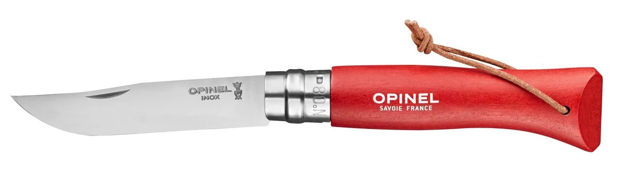 Opinel N°08 Coltello pieghevole inox trekking, rosso