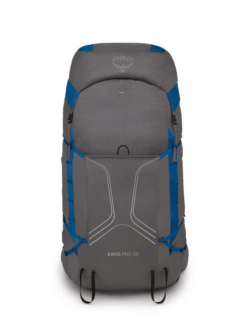 Osprey Exos Pro 55 zaino da trekking, dale grey/agam blue