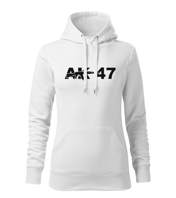 DRAGOWA Ak-47 felpa con cappuccio da donna 320g/m2, bianca