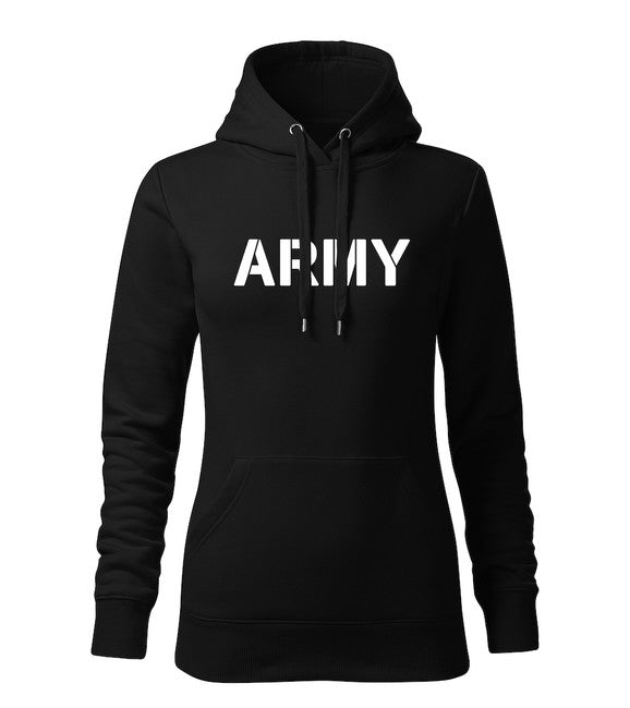 DRAGOWA Felpa militare con cappuccio da donna, nera 320g/m2