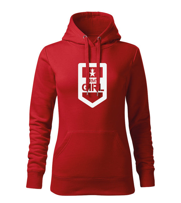 DRAGOWA Felpa con cappuccio da donna army girl, rossa 320g/m2