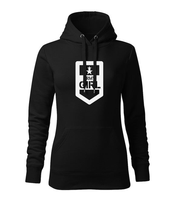 DRAGOWA Army Girl felpa con cappuccio da donna, nera 320g/m2