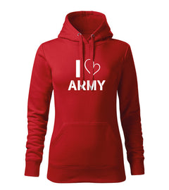 DRAGOWA felpa con cappuccio i love army da donna 320 g/m², rosso