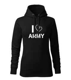DRAGOWA felpa con cappuccio i love army da donna 320 g/m², nero