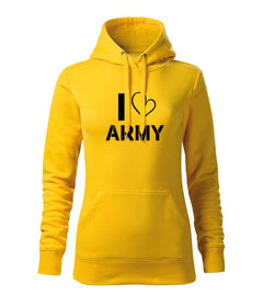 DRAGOWA felpa con cappuccio i love army da donna 320 g/m², giallo