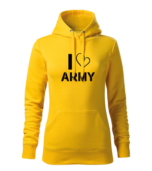 DRAGOWA i love army felpa con cappuccio da donna 320g/m2, gialla