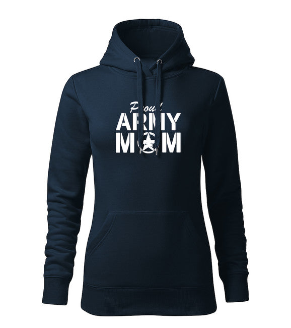 DRAGOWA Proud Army Mom felpa con cappuccio, blu scuro 320g/m2