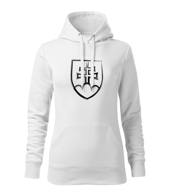 DRAGOWA Felpa con cappuccio da donna con emblema slovacco, bianca 320g/m2