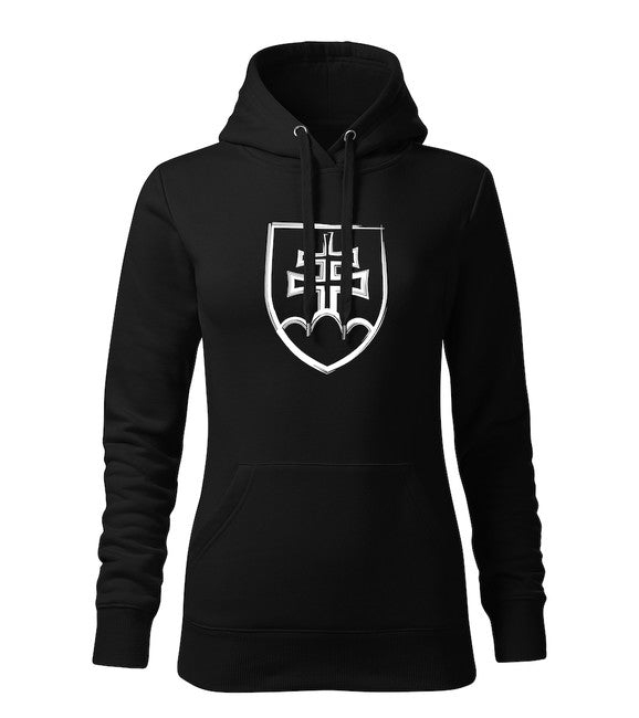 DRAGOWA Felpa con cappuccio da donna con emblema slovacco, nera 320g/m2