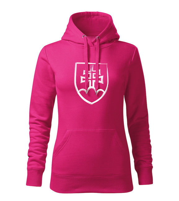 DRAGOWA Felpa con cappuccio da donna con emblema slovacco, rosa 320g/m2
