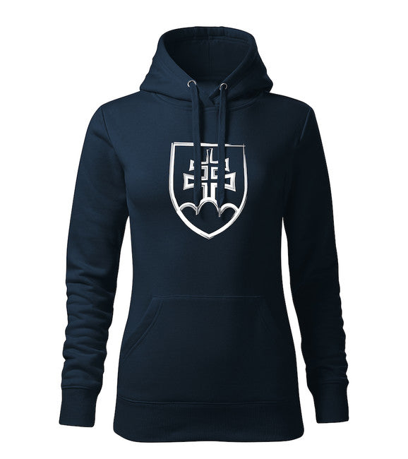 DRAGOWA Dragowa felpa con cappuccio da donna con emblema slovacco, blu scuro 320g/m2