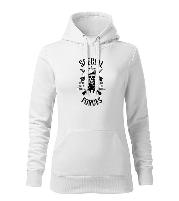 DRAGOWA Felpa con cappuccio da donna forze speciali, bianca 320g/m2