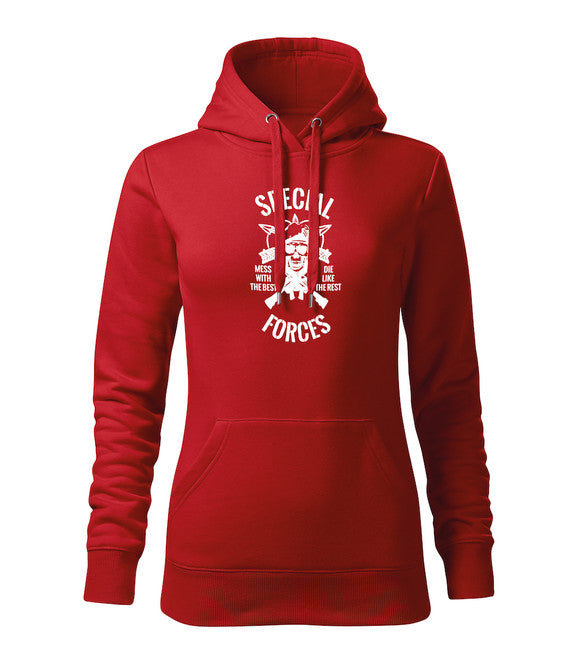 DRAGOWA Felpa con cappuccio da donna forze speciali, rossa 320g/m2