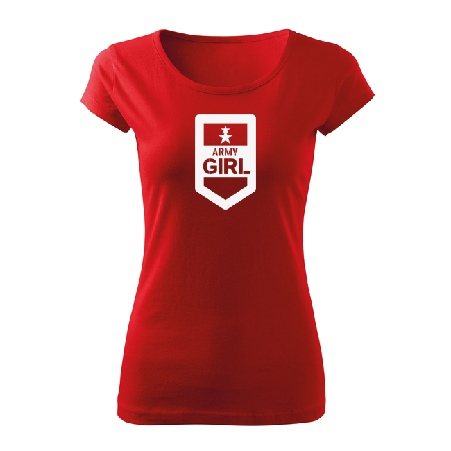 DRAGOWA T-shirt corta da donna ragazza dell'esercito, rosso 150g/m2