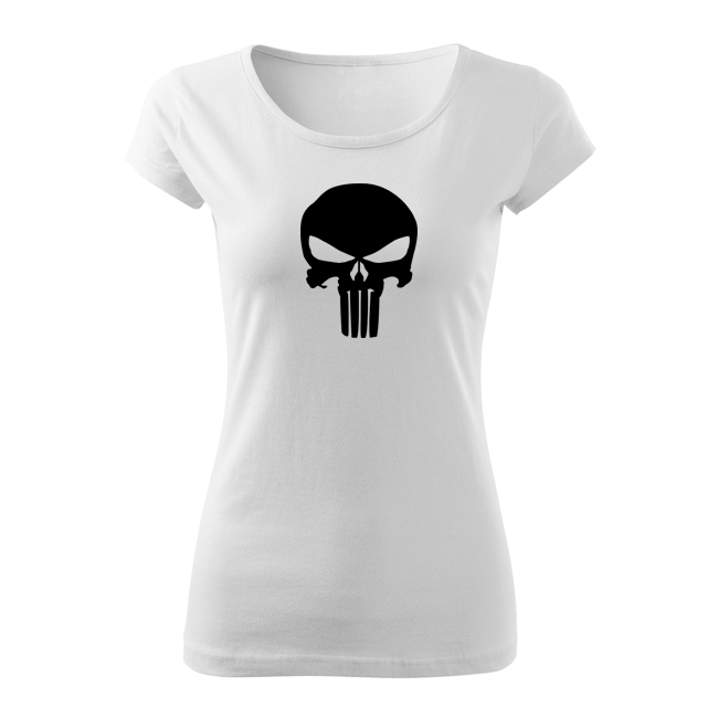 DRAGOWA maglietta corta donna punisher, bianco 150g/m2