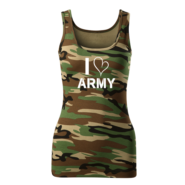 DRAGOWA Canotta da donna i love army, mimetico 180g/m2