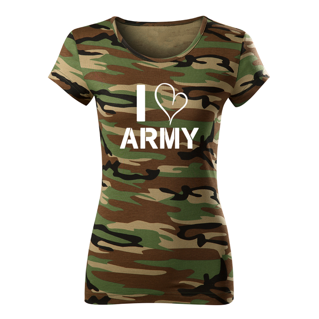 DRAGOWA Maglietta da donna i love army, mimetico 150g/m2