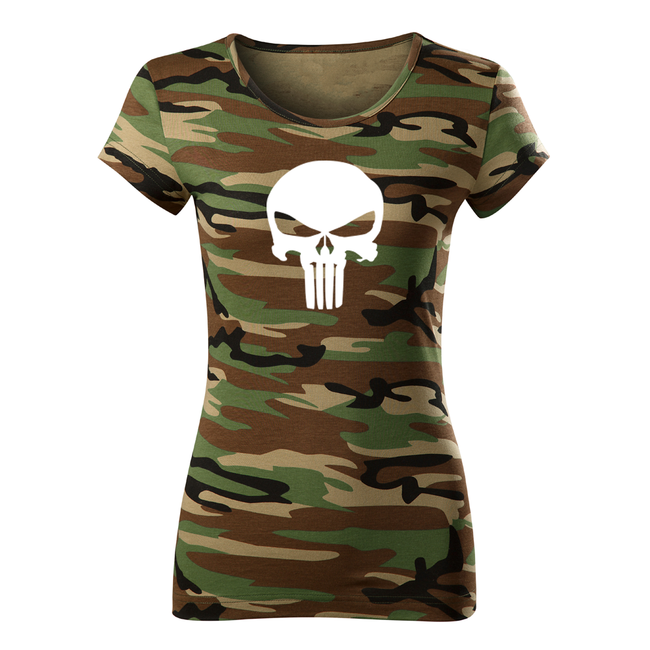 DRAGOWA maglietta da donna punisher, mimetico 150g/m2