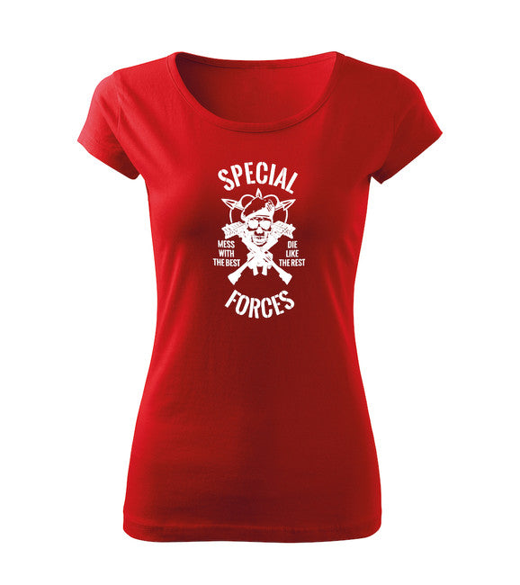 DRAGOWA T-shirt da donna forze speciali, rosso 150g/m2