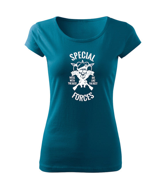 DRAGOWA T-shirt da donna forze speciali, blu petrolio 150g/m2
