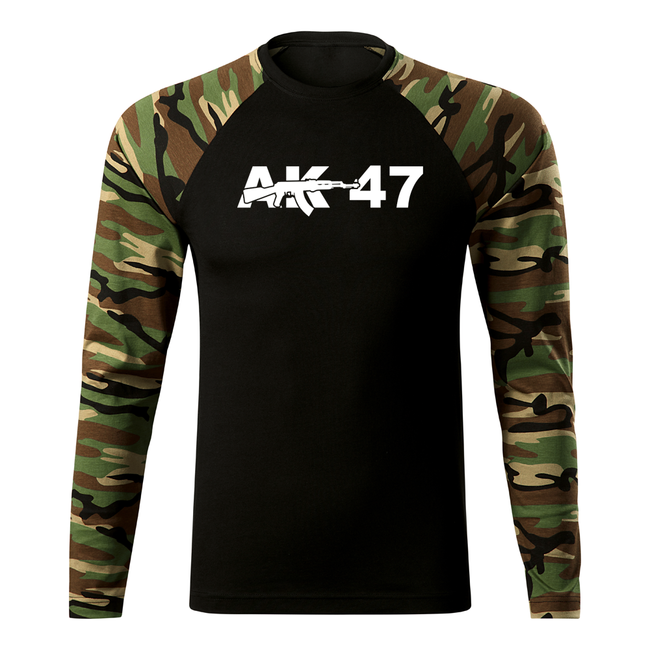 DRAGOWA Fit-T maglietta a maniche lunghe AK-47, terra di bosco 160g/m2