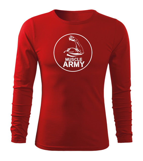 DRAGOWA Fit-T t-shirt a manica lunga con muscoli e bicipiti, rosso 160g/m2