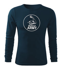 DRAGOWA Fit-T μακρυμάνικο μπλουζάκι muscle army biceps 160 g/m², σκούρο μπλε
