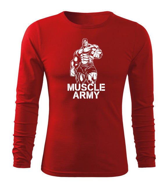 DRAGOWA Fit-T t-shirt muscolare a manica lunga, rosso 160g/m2