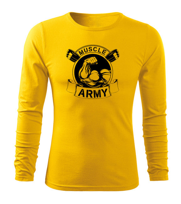 DRAGOWA Fit-T - maglietta a manica lunga muscle army originale, giallo 160g/m2
