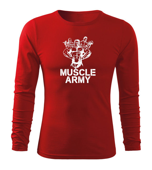 DRAGOWA Fit-T maglietta manica lunga della squadra muscolare dell'esercito, rosso 160g/m2