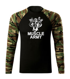 DRAGOWA Fit-T maglietta a maniche lunghe muscle army team 160 g/m², Woodland