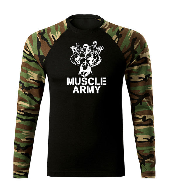 DRAGOWA Fit-T maglietta a manica lunga della squadra muscolare dell'esercito, terra di bosco 160g/m2