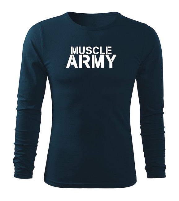 DRAGOWA Fit-T t-shirt muscle army a manica lunga, blu navy 160g/m2