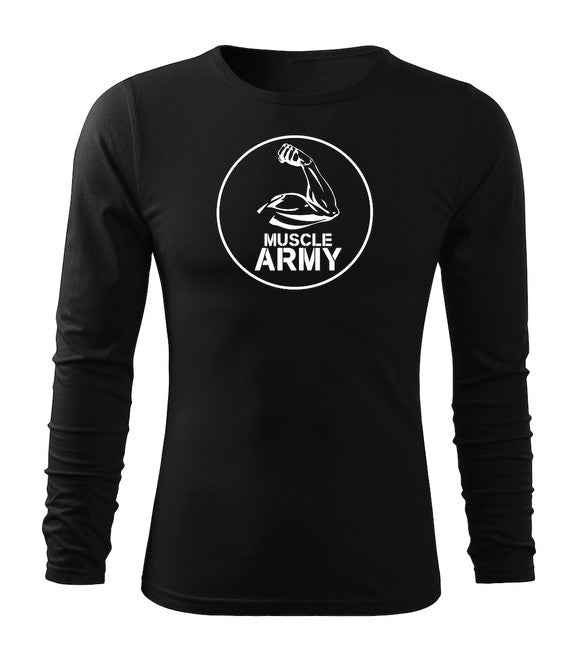 DRAGOWA Fit-T T-shirt a manica lunga con muscoli e bicipiti, nero 160g/m2