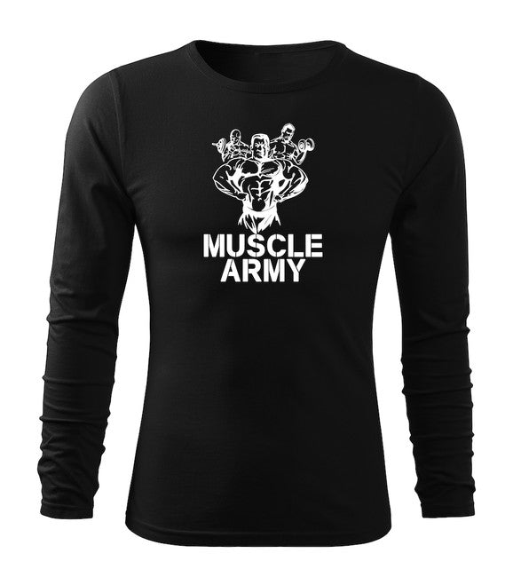 DRAGOWA Fit-T t-shirt a manica lunga della squadra muscolare dell'esercito, nero 160g/m2