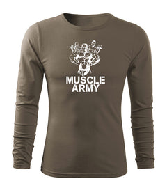 DRAGOWA Fit-T maglietta a maniche lunghe muscle army team 160 g/m², oliva