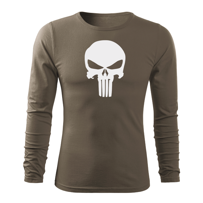 DRAGOWA Fit-T maglietta con maniche lunghe punisher, oliva 160g/m2