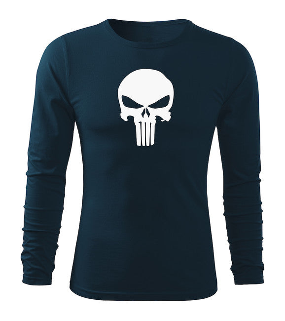DRAGOWA Fit-T t-shirt con maniche lunghe punisher, blu scuro 160g/m2