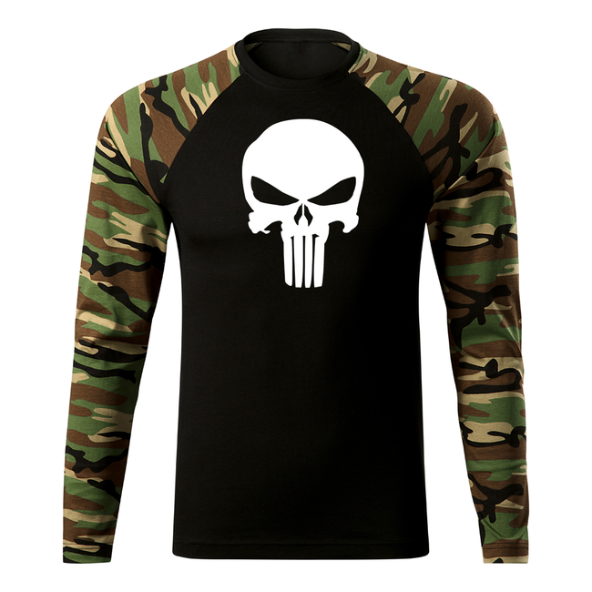 DRAGOWA Fit-T maglietta manica lunga punisher, woodland 160g/m2