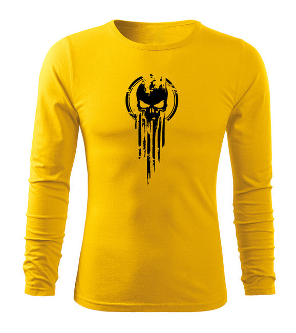 DRAGOWA Fit-T maglietta a maniche lunghe teschio, giallo 160g/m2