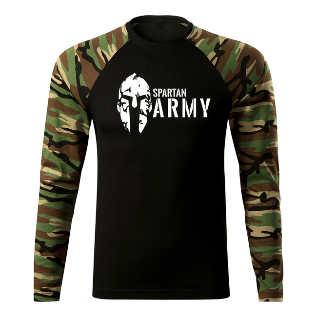DRAGOWA Fit-T maglietta a maniche lunghe spartan army, woodland 160g/m2